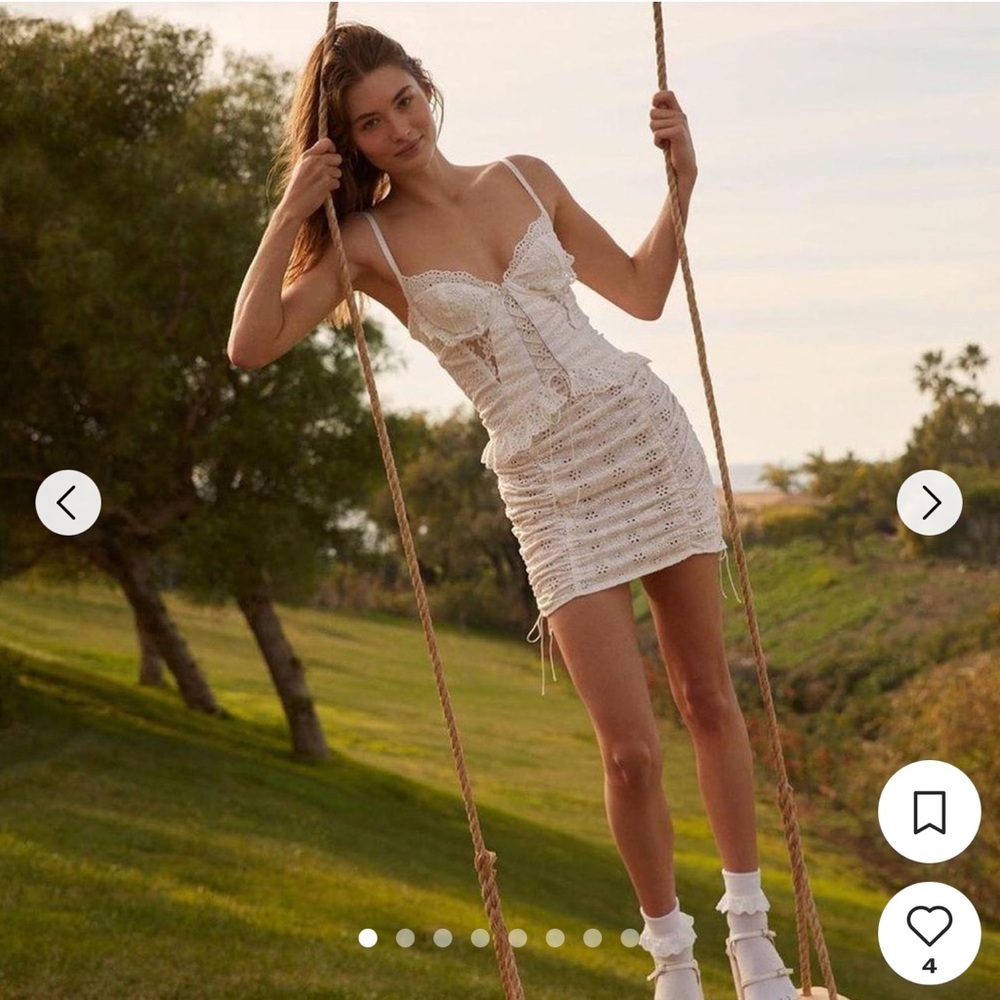 For Love And Lemons White Bodycon Mini Dress Spaghetti Strap Resort Wear